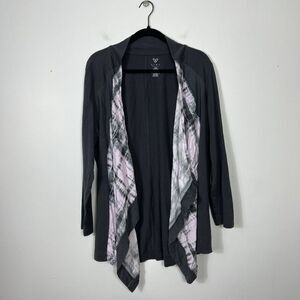 Livi Active Cardigan Womens 14/16 Purple Tie Dye Open Front Waterfall Athleisure